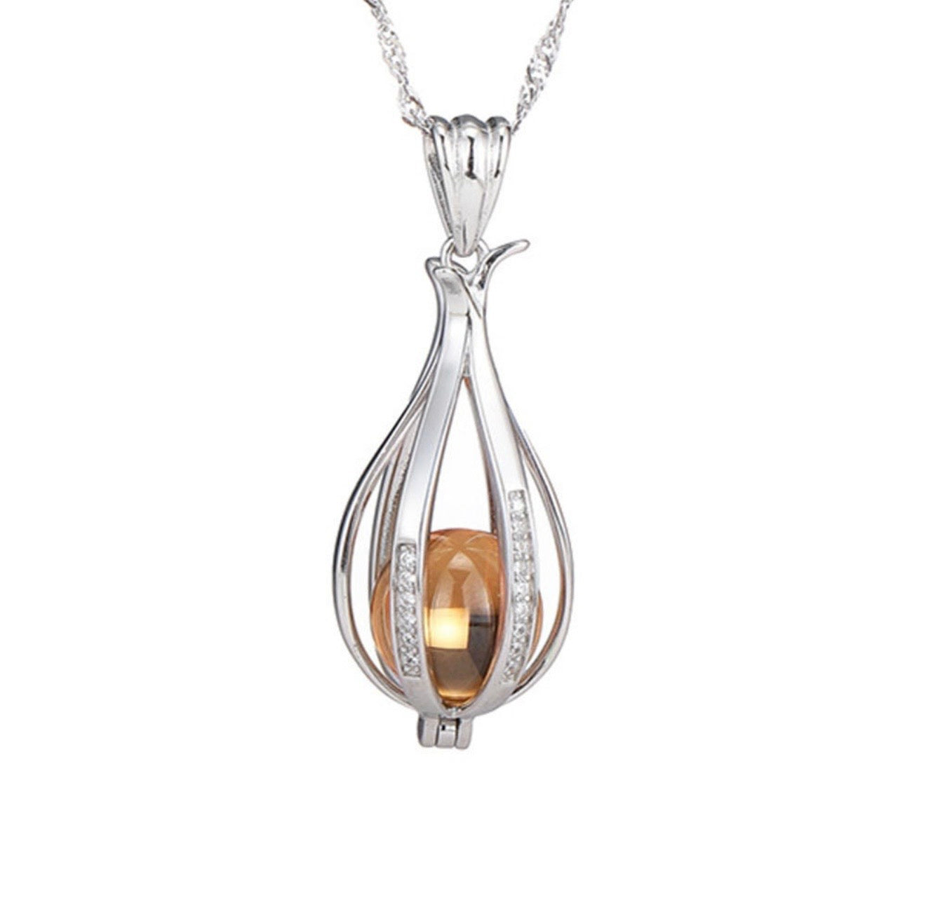Autumn Drop Cage Necklace Pendent